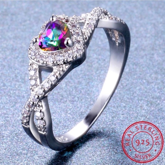 heavensparadise Jewelry - 925 Sterling Silver Mystic Fire Topaz Ring